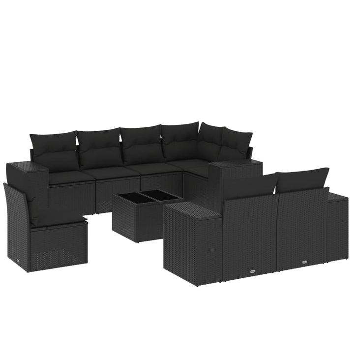 sofasæt til haven 9 dele med hynder polyrattan sort