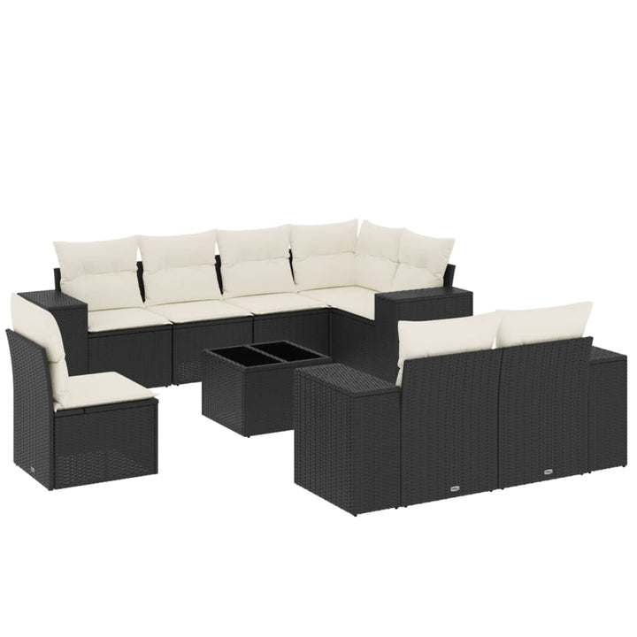 sofasæt til haven 9 dele med hynder polyrattan sort