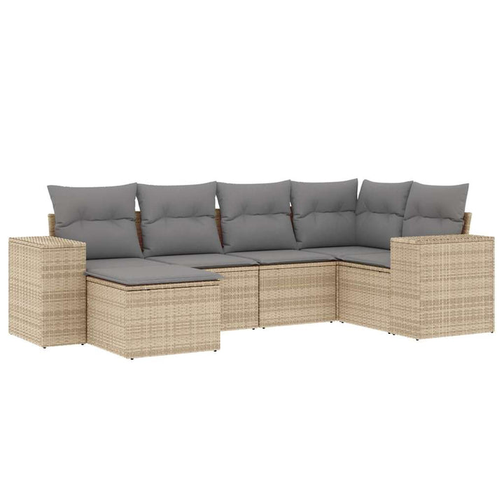 sofasæt til haven 6 dele med hynder polyrattan beige