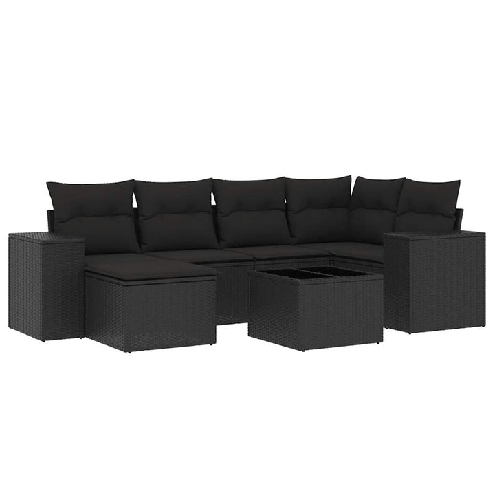 sofasæt til haven 7 dele med hynder polyrattan sort