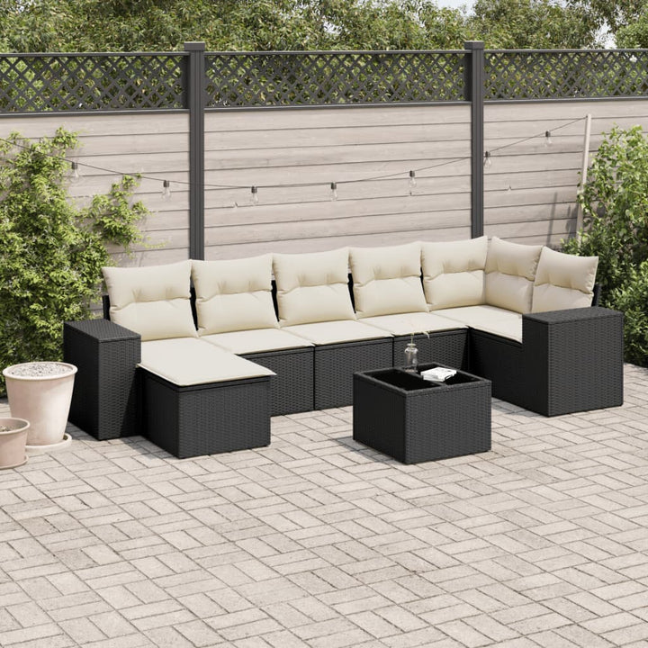 sofasæt til haven 8 dele med hynder polyrattan sort