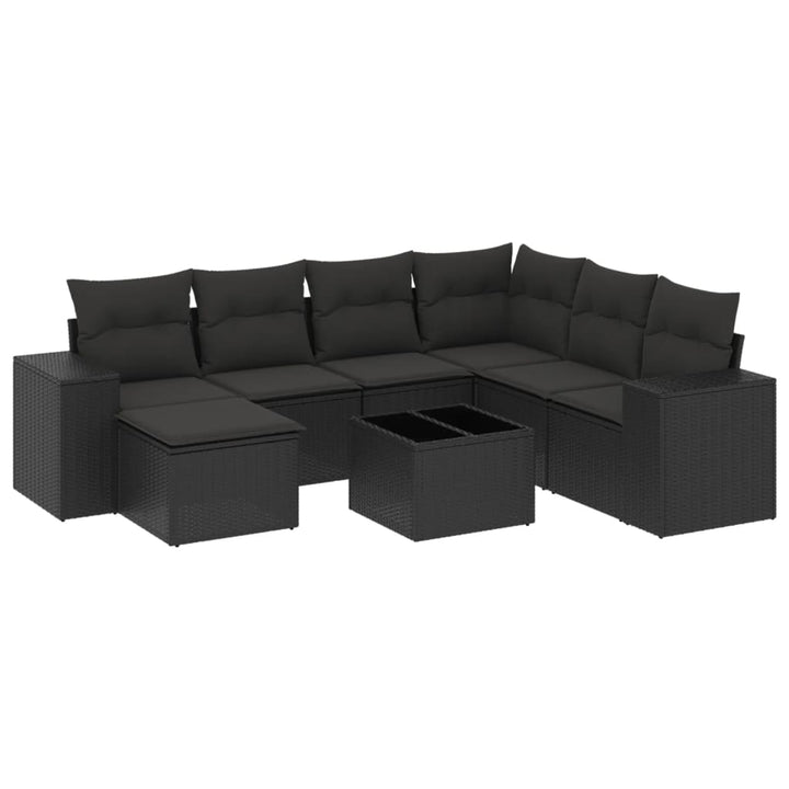 sofasæt til haven 8 dele med hynder polyrattan sort