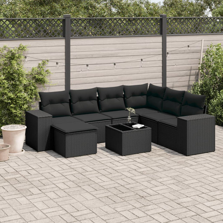 sofasæt til haven 8 dele med hynder polyrattan sort