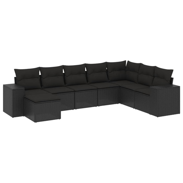 sofasæt til haven 8 dele med hynder polyrattan sort