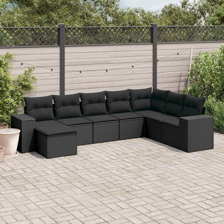 sofasæt til haven 8 dele med hynder polyrattan sort