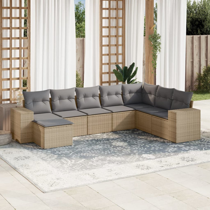 sofasæt til haven 8 dele med hynder polyrattan beige