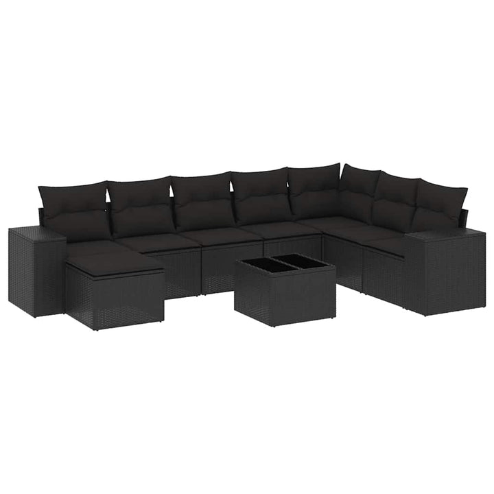 sofasæt til haven 9 dele med hynder polyrattan sort