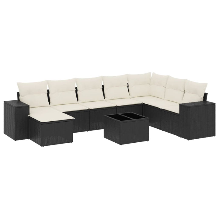 sofasæt til haven 9 dele med hynder polyrattan sort