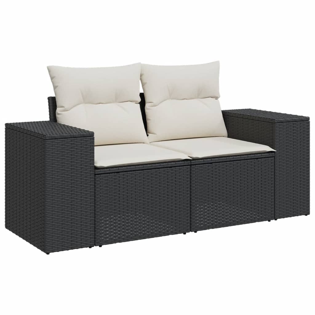 sofasæt til haven 9 dele med hynder polyrattan sort