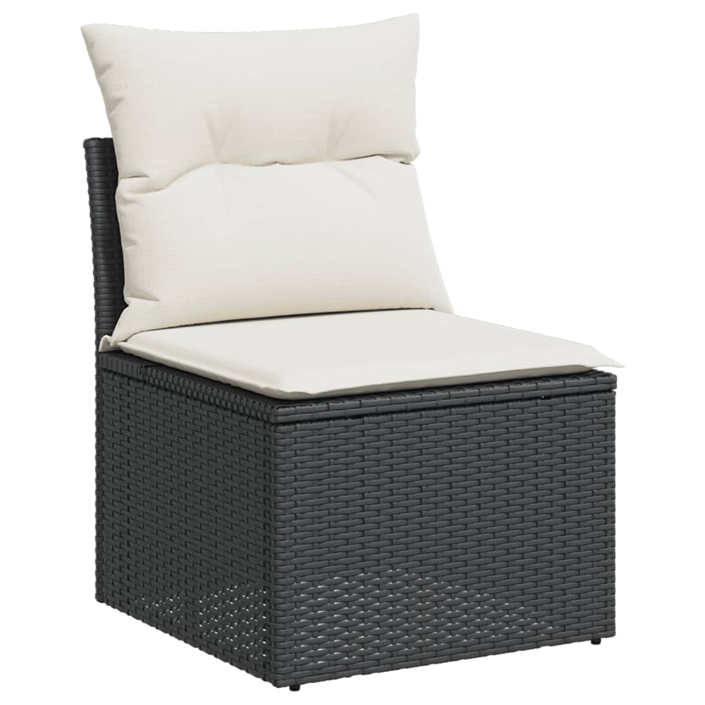 sofasæt til haven 7 dele med hynder polyrattan sort