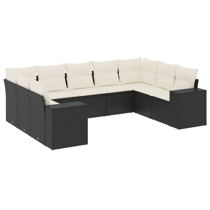 sofasæt til haven 9 dele med hynder polyrattan sort
