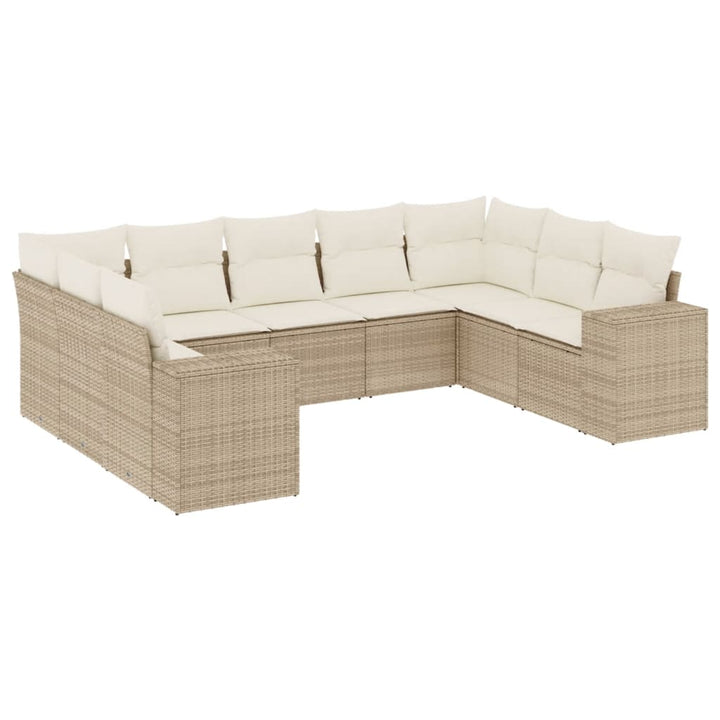 sofasæt til haven 9 dele med hynder polyrattan beige