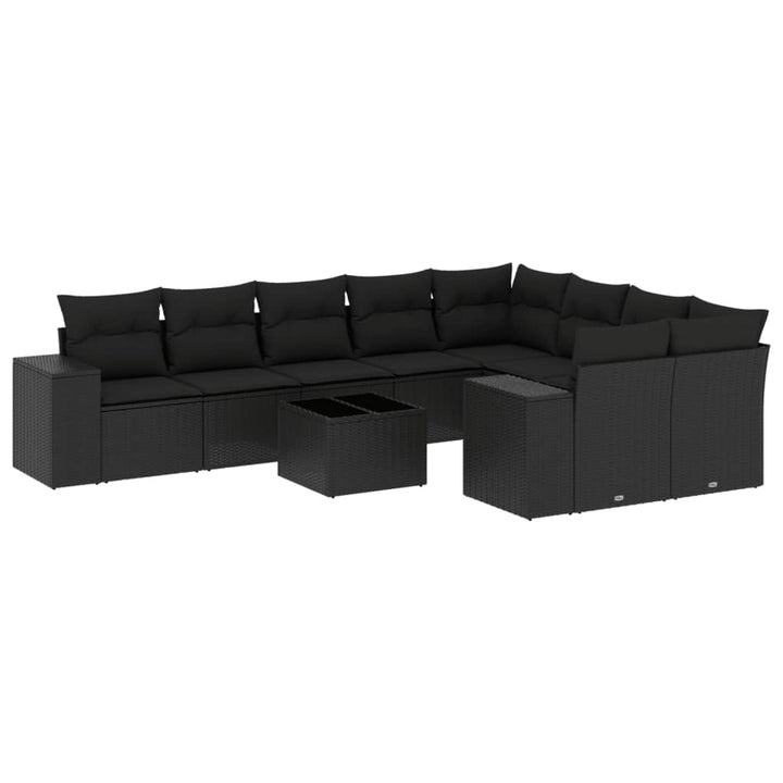 sofasæt til haven 10 dele med hynder polyrattan sort