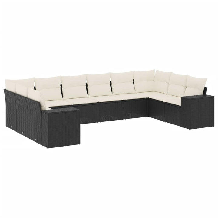 sofasæt til haven 10 dele med hynder polyrattan sort