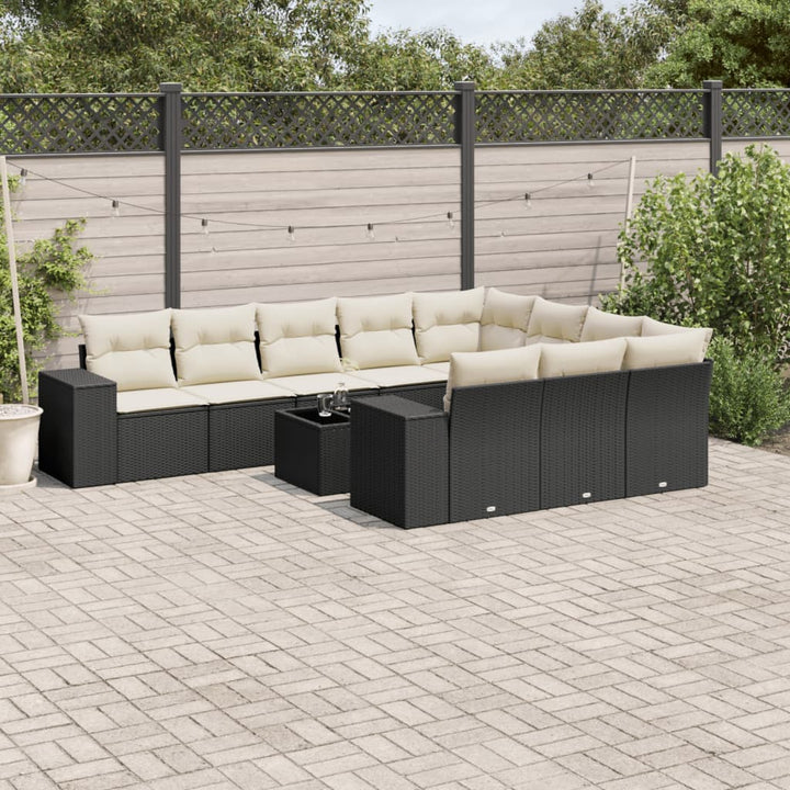 sofasæt til haven 11 dele med hynder polyrattan sort