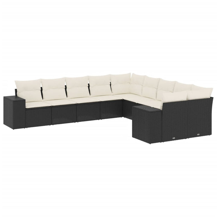 sofasæt til haven 10 dele med hynder polyrattan sort