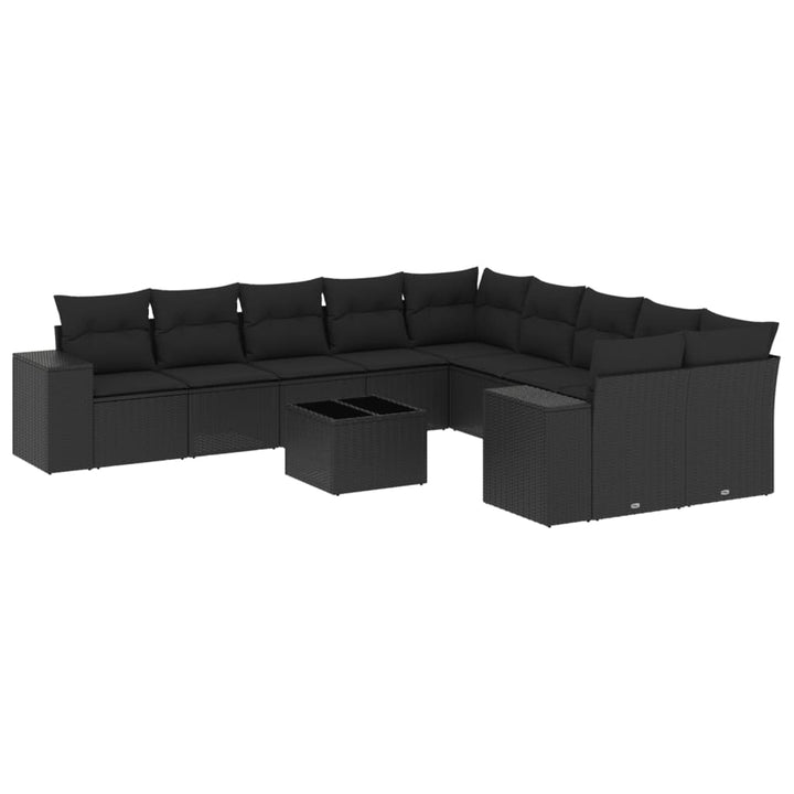 sofasæt til haven 11 dele med hynder polyrattan sort