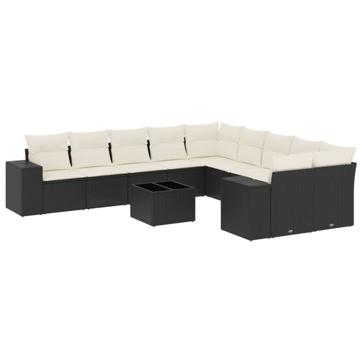 sofasæt til haven 11 dele med hynder polyrattan sort