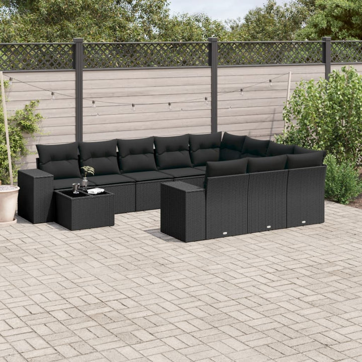 sofasæt til haven 11 dele med hynder polyrattan sort