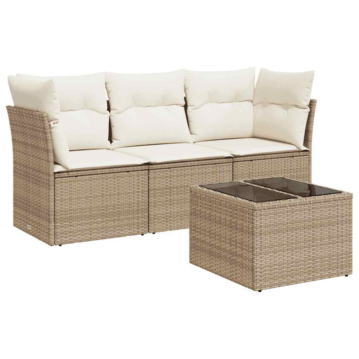 sofasæt til haven 4 dele med hynder polyrattan beige