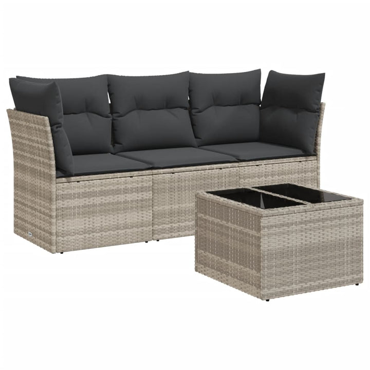 sofasæt til haven 4 dele med hynder polyrattan lysegrå