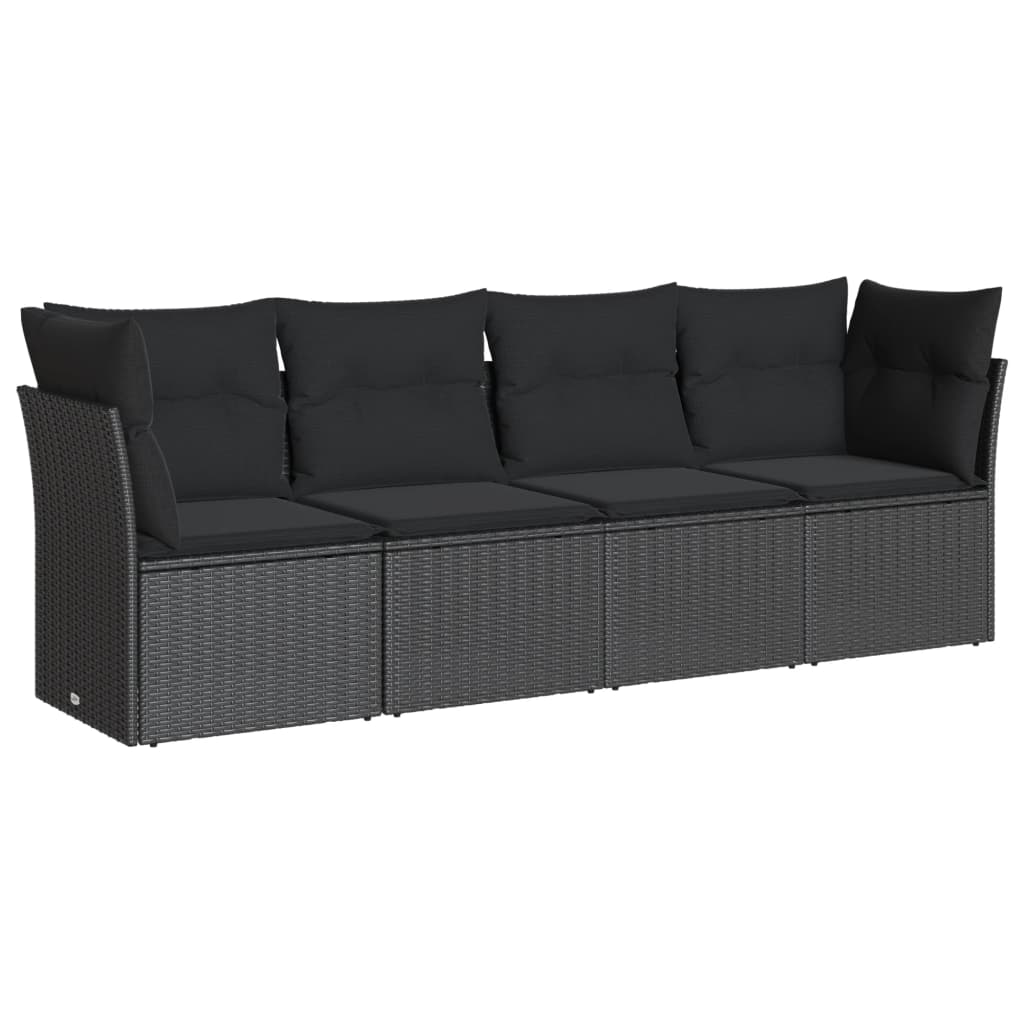sofasæt til haven 4 dele med hynder polyrattan sort