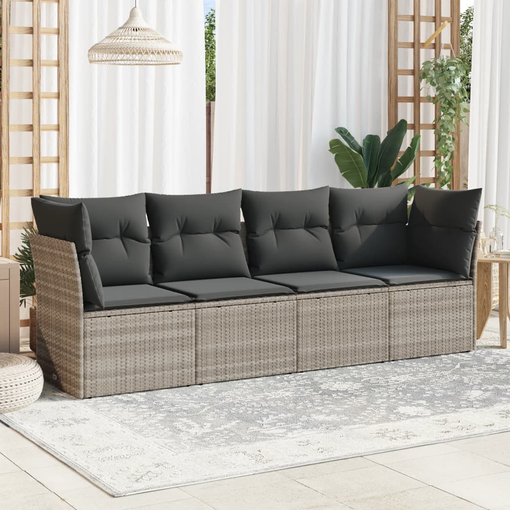 sofasæt til haven 4 dele med hynder polyrattan lysegrå