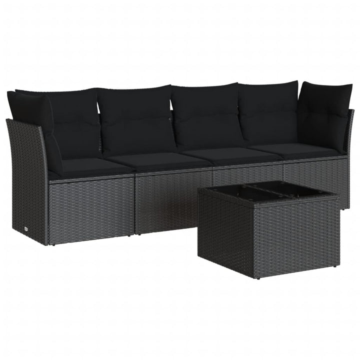 sofasæt til haven 5 dele med hynder polyrattan sort