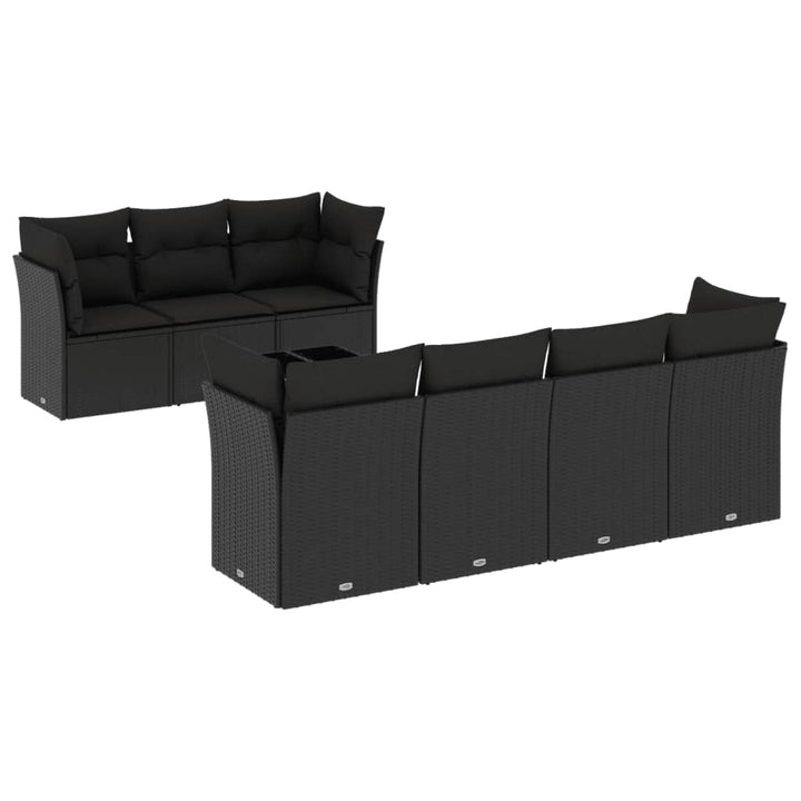 sofasæt til haven 8 dele med hynder polyrattan sort