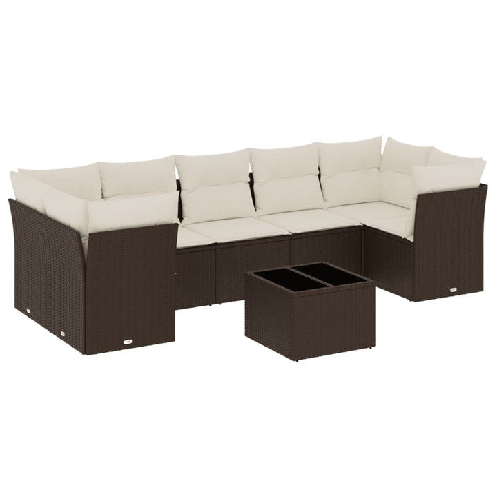 sofasæt til haven 8 dele med hynder polyrattan brun