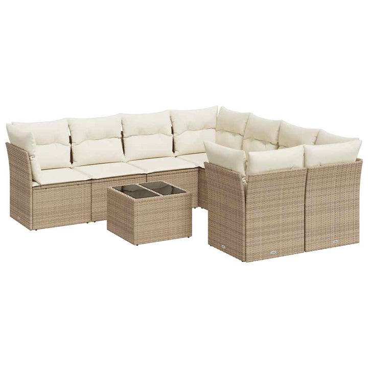 sofasæt til haven 9 dele med hynder polyrattan beige