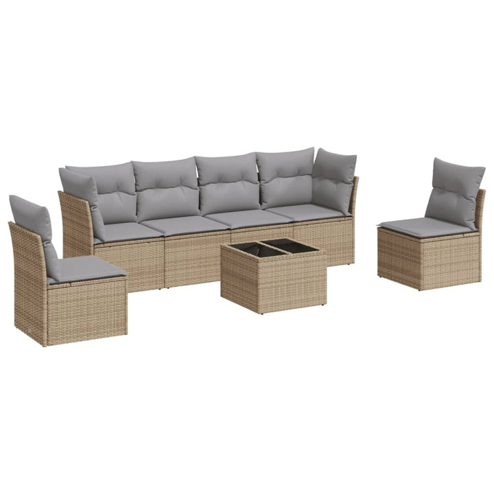 sofasæt til haven 7 dele med hynder polyrattan beige