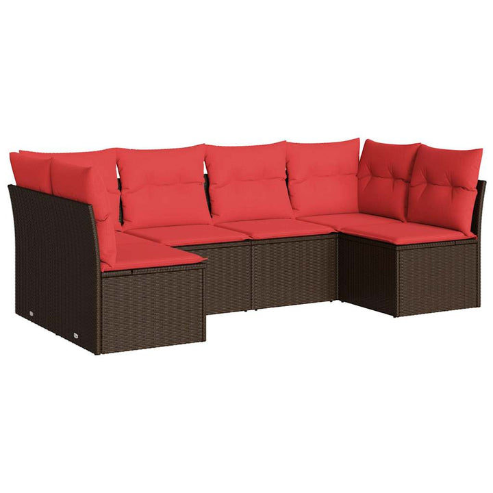 sofasæt til haven 6 dele med hynder polyrattan brun