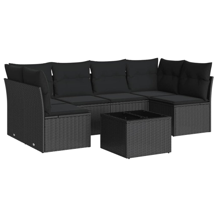 sofasæt til haven 7 dele med hynder polyrattan sort