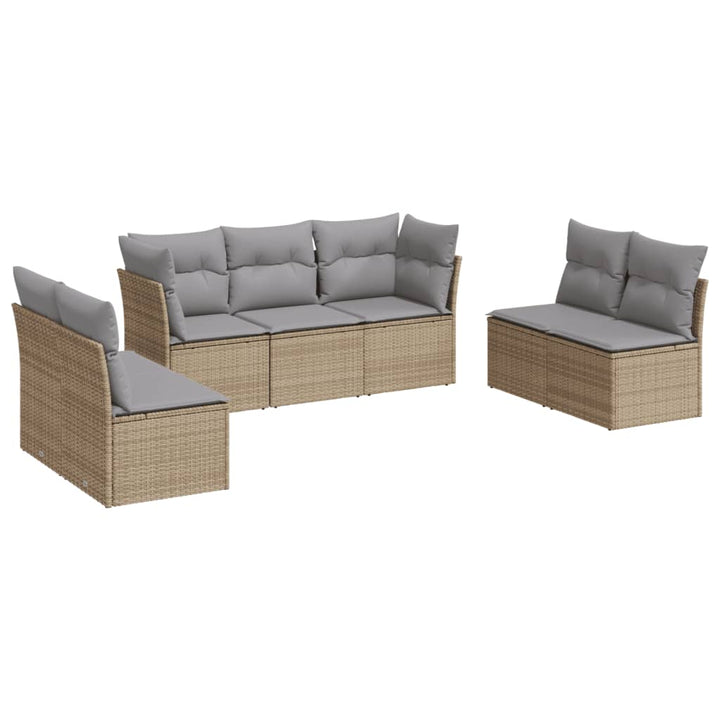 sofasæt til haven 7 dele med hynder polyrattan beige