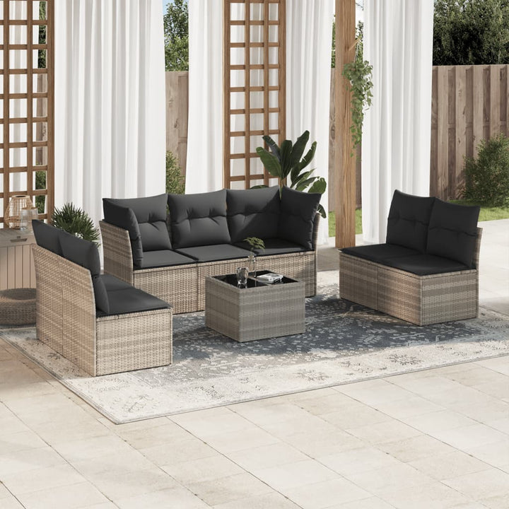sofasæt til haven 8 dele med hynder polyrattan lysegrå
