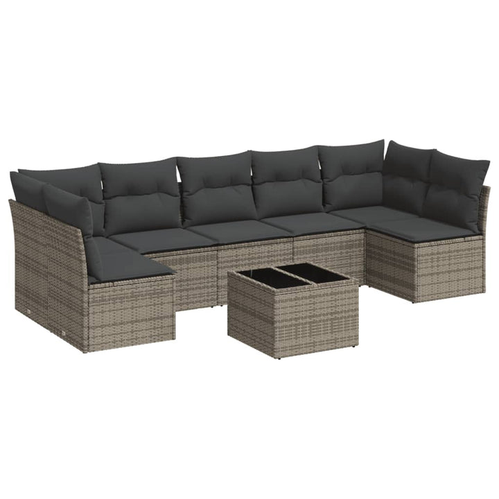 sofasæt til haven 8 dele med hynder polyrattan grå