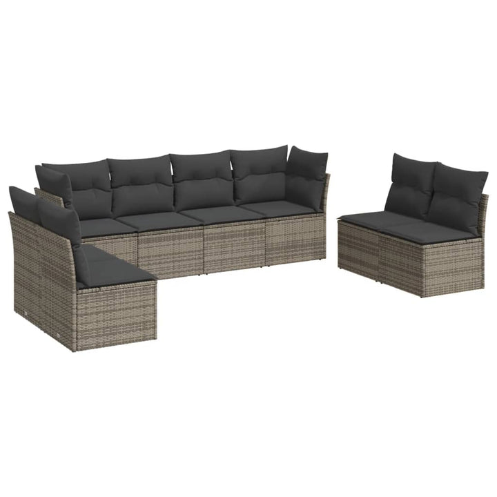sofasæt til haven 8 dele med hynder polyrattan grå