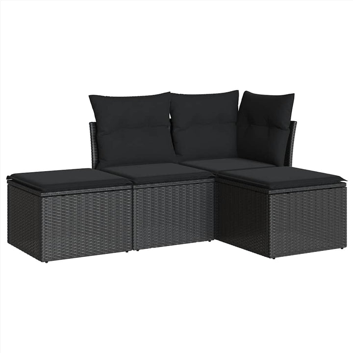sofasæt til haven 4 dele med hynder polyrattan sort