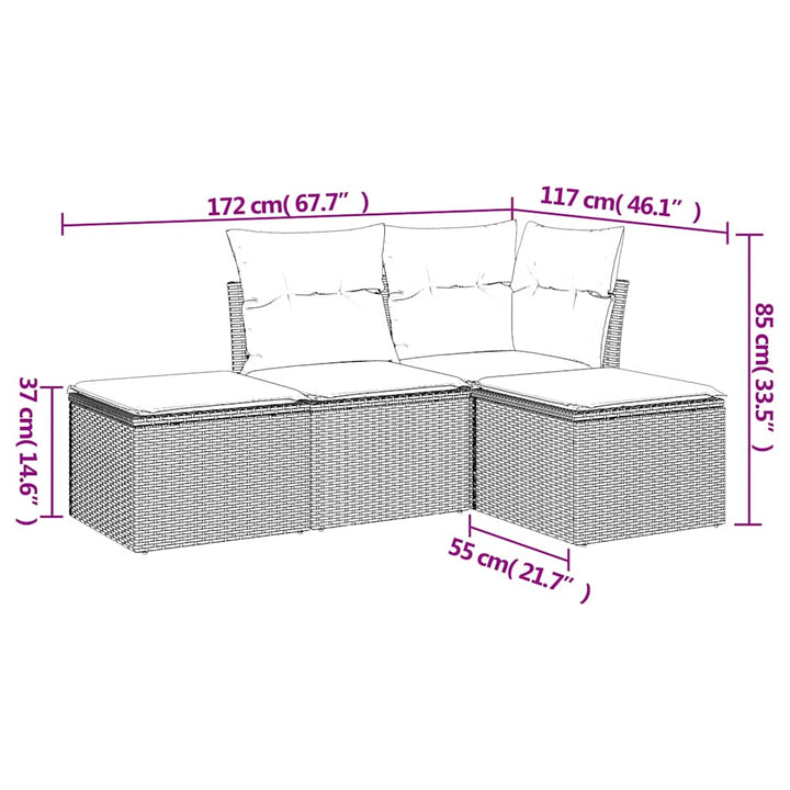 sofasæt til haven 4 dele med hynder polyrattan sort