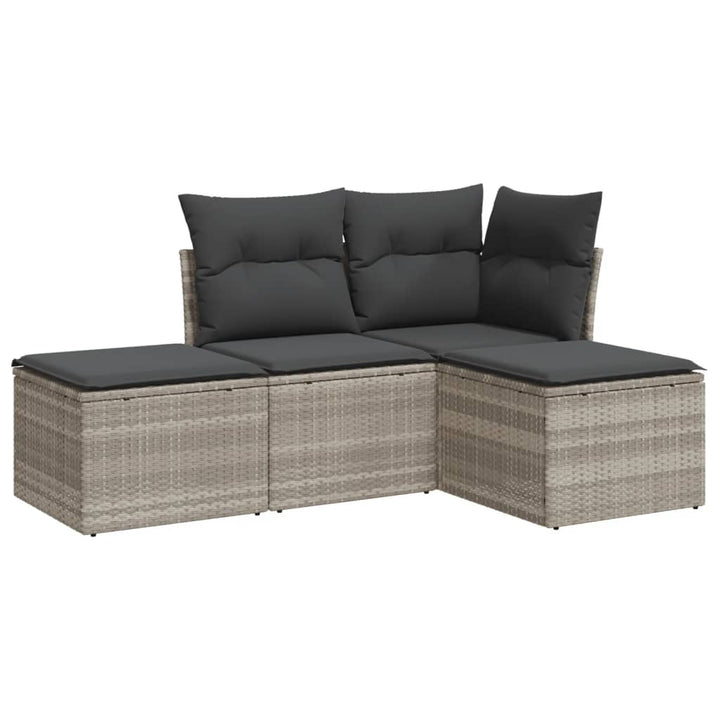 sofasæt til haven 4 dele med hynder polyrattan lysegrå