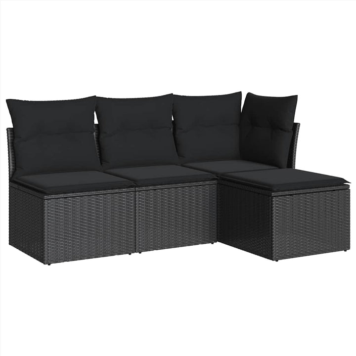 sofasæt til haven 4 dele med hynder polyrattan sort