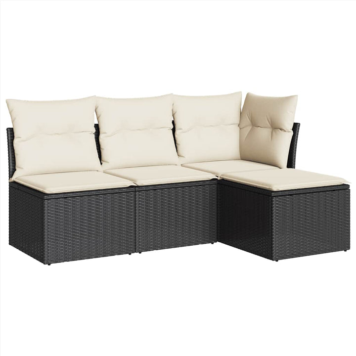 sofasæt til haven 4 dele med hynder polyrattan sort