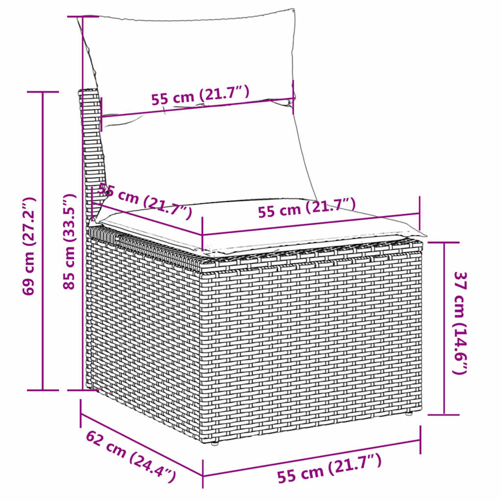 sofasæt til haven 4 dele med hynder polyrattan sort