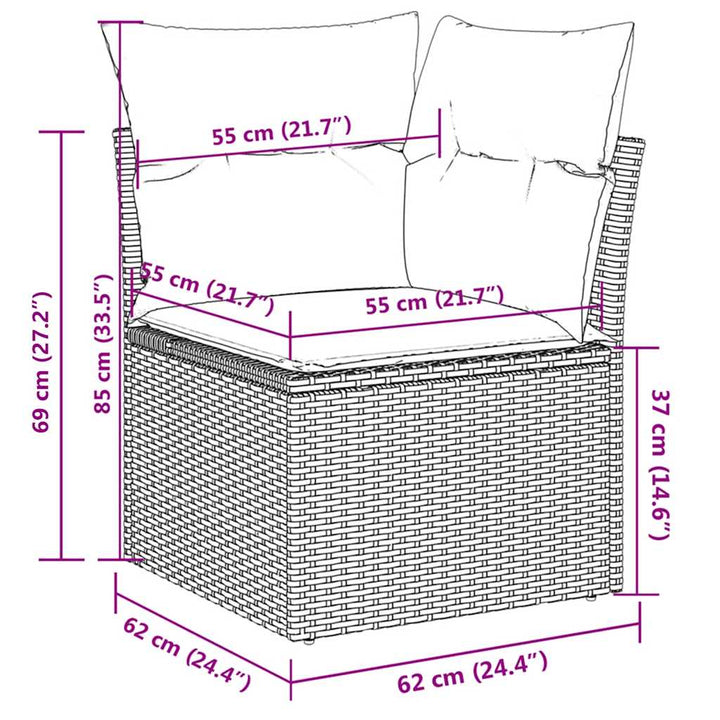 sofasæt til haven 4 dele med hynder polyrattan sort