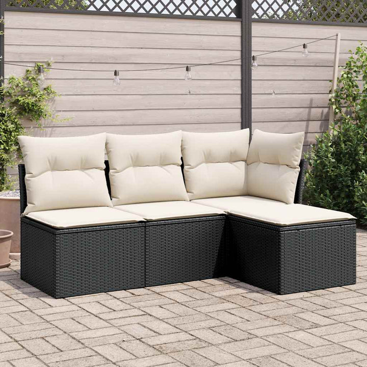 sofasæt til haven 4 dele med hynder polyrattan sort