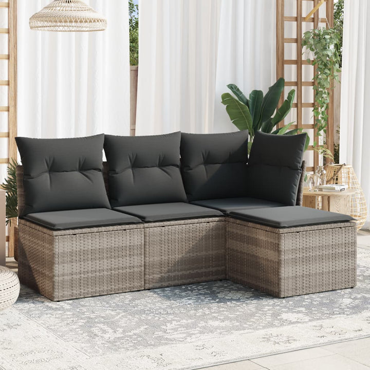 sofasæt til haven 4 dele med hynder polyrattan lysegrå