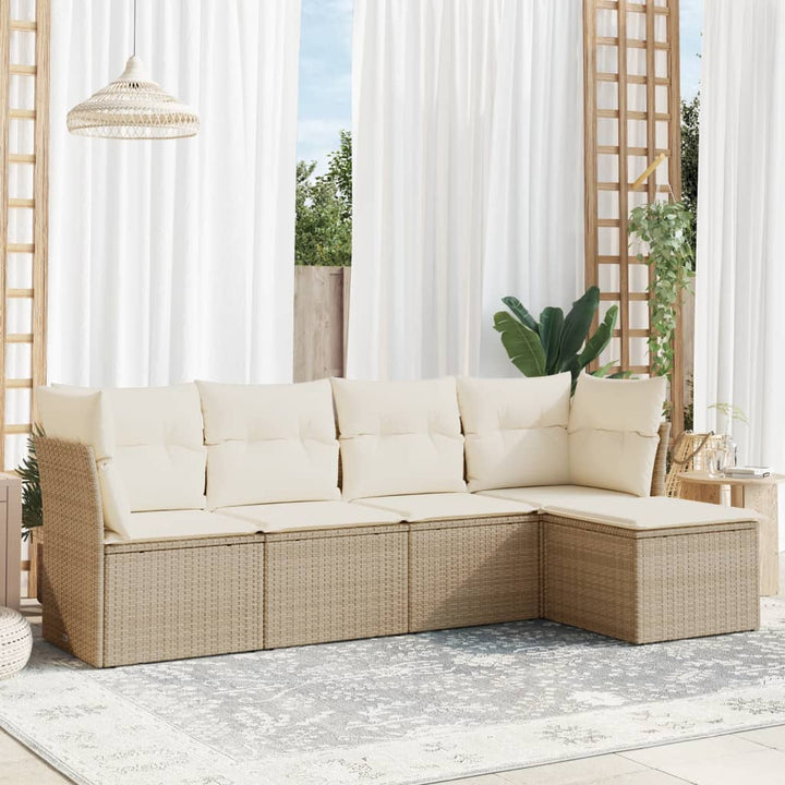 sofasæt til haven 5 dele med hynder polyrattan beige