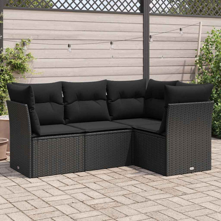 sofasæt til haven 4 dele med hynder polyrattan sort