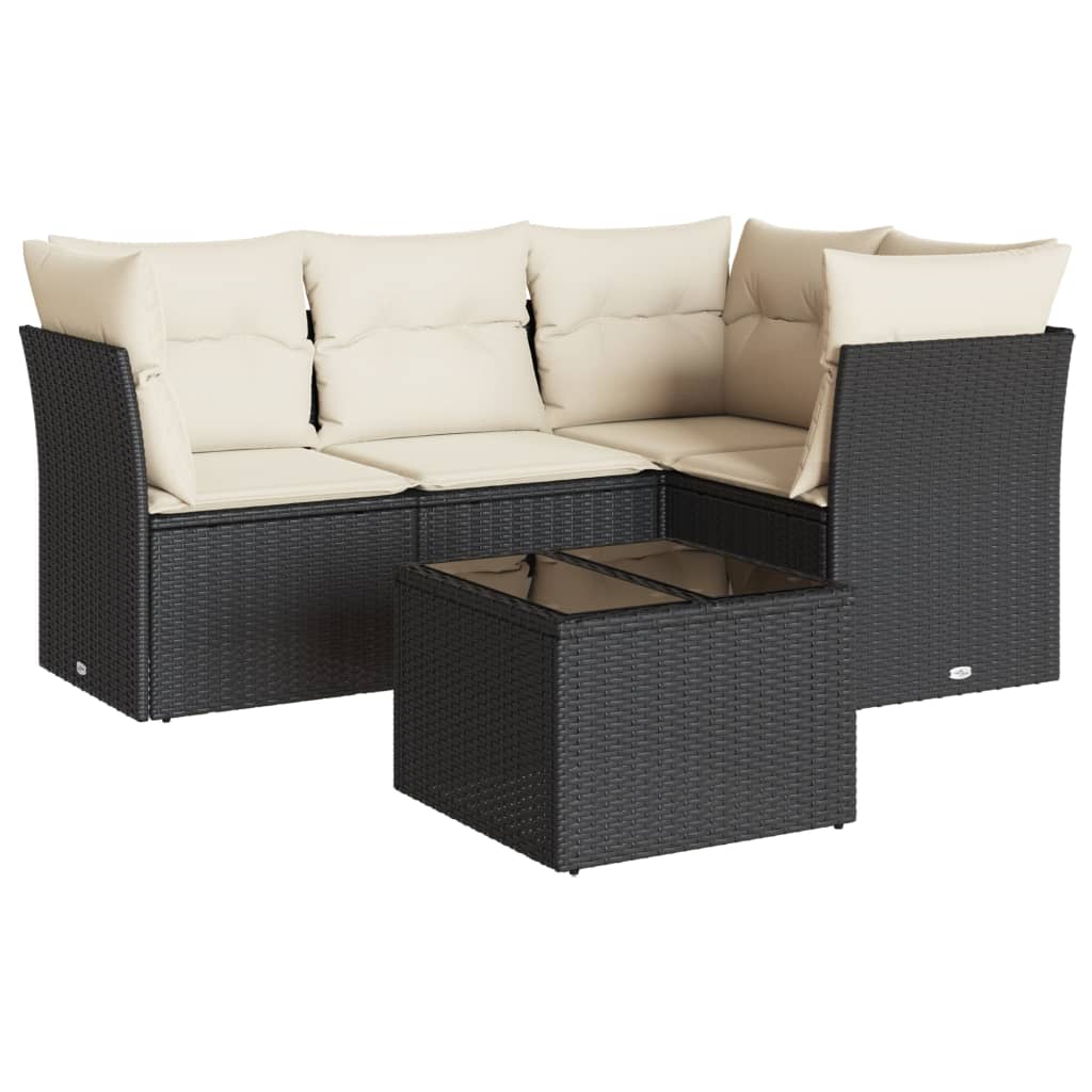 sofasæt til haven 5 dele med hynder polyrattan sort